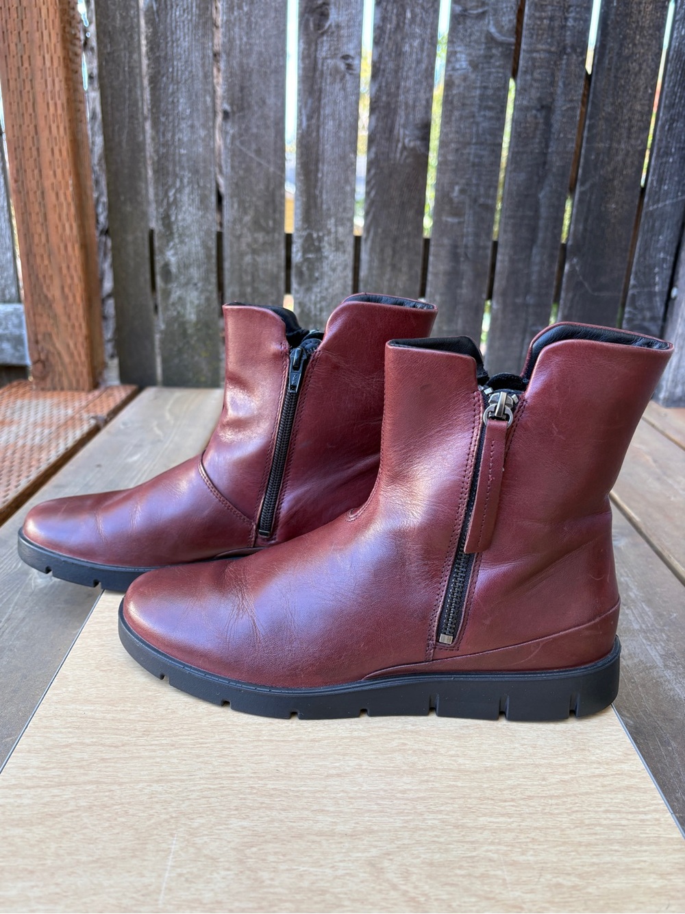 Ecco Bella Leather Ankle Boots In Cognac Sz US 9-9.5/40EU